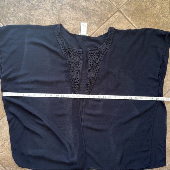 The Pioneer Woman Crochet Front Ruana Layering Piece - Black - Picture 7 of 12